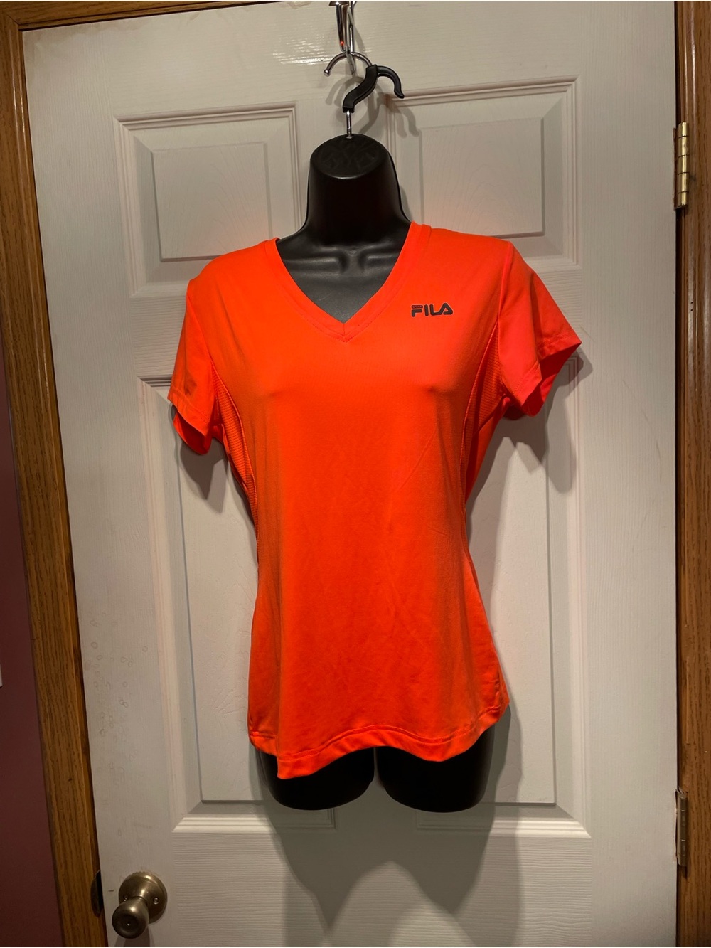 Fila Women's Short Sleeve V-Neck Tee in Bright Orange